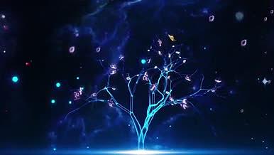 金色梦幻粒子树唯美背景视频的预览图